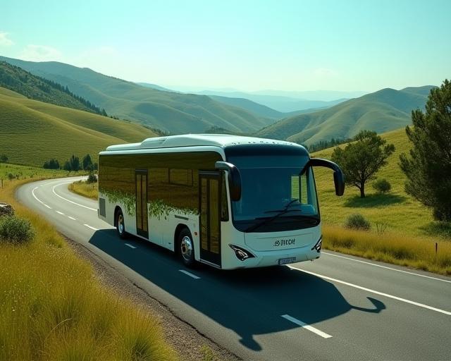 Autobus turistico elettrico sulle colline toscane